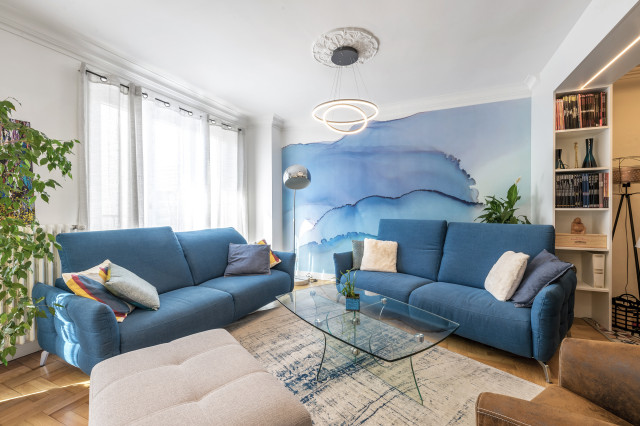 Patchwork contemporary-vardagsrum
