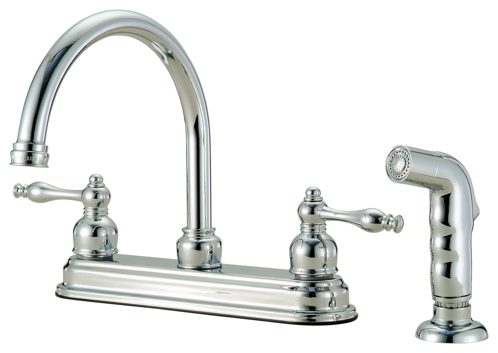 Hardware House Two Handle Kitchen Faucet with Spray, Chrome