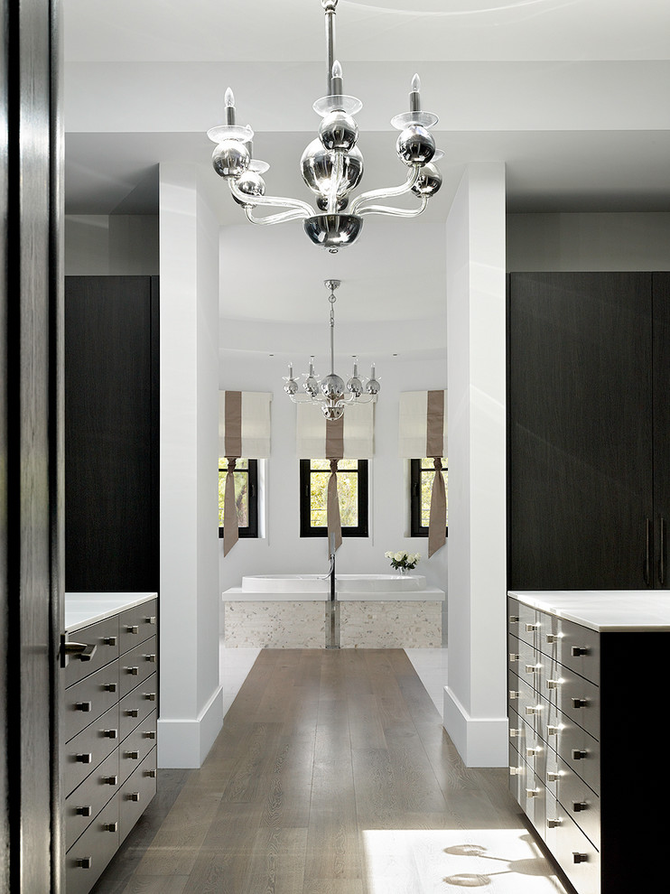 Inspiration for a contemporary walk-in wardrobe in London.