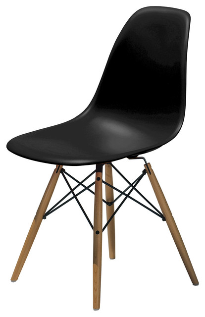 Molded Plastic Side Chair Wood Leg Base Black Shell By Lemoderno Molded Plastic Side Chair Wood Leg Base Black Shell By Lemoderno Q