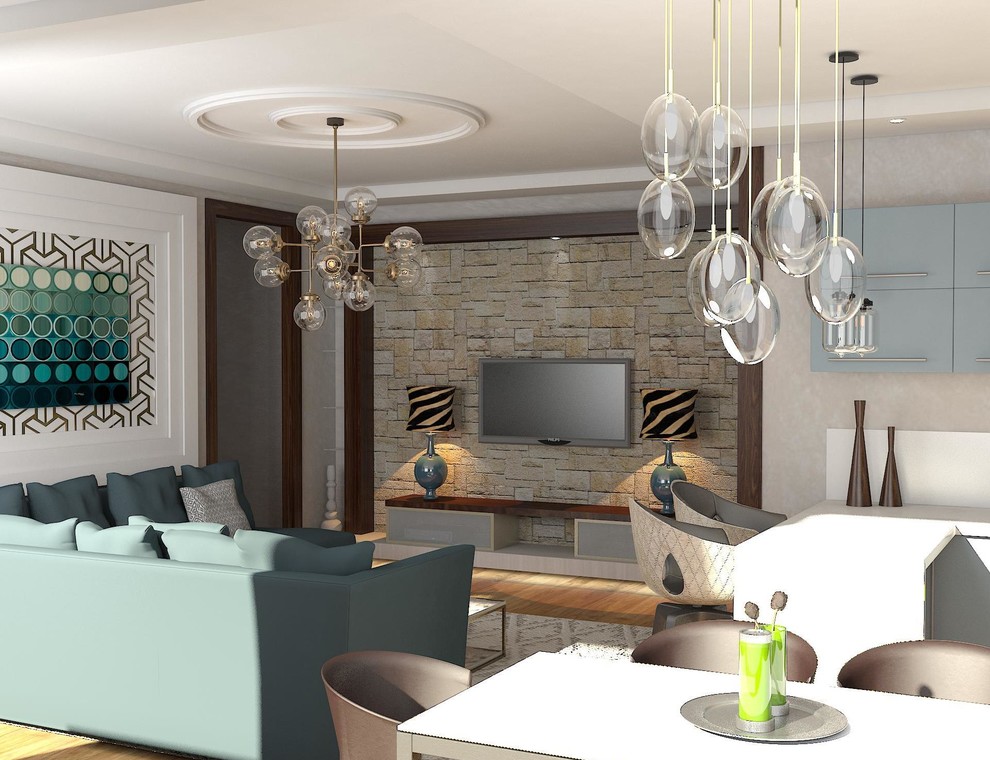 Студия с бирюзовым диваном