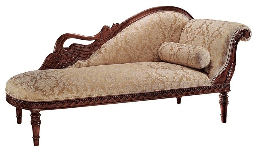 Swan Fainting Couch, Right Version Victorian Indoor Chaise Lounge