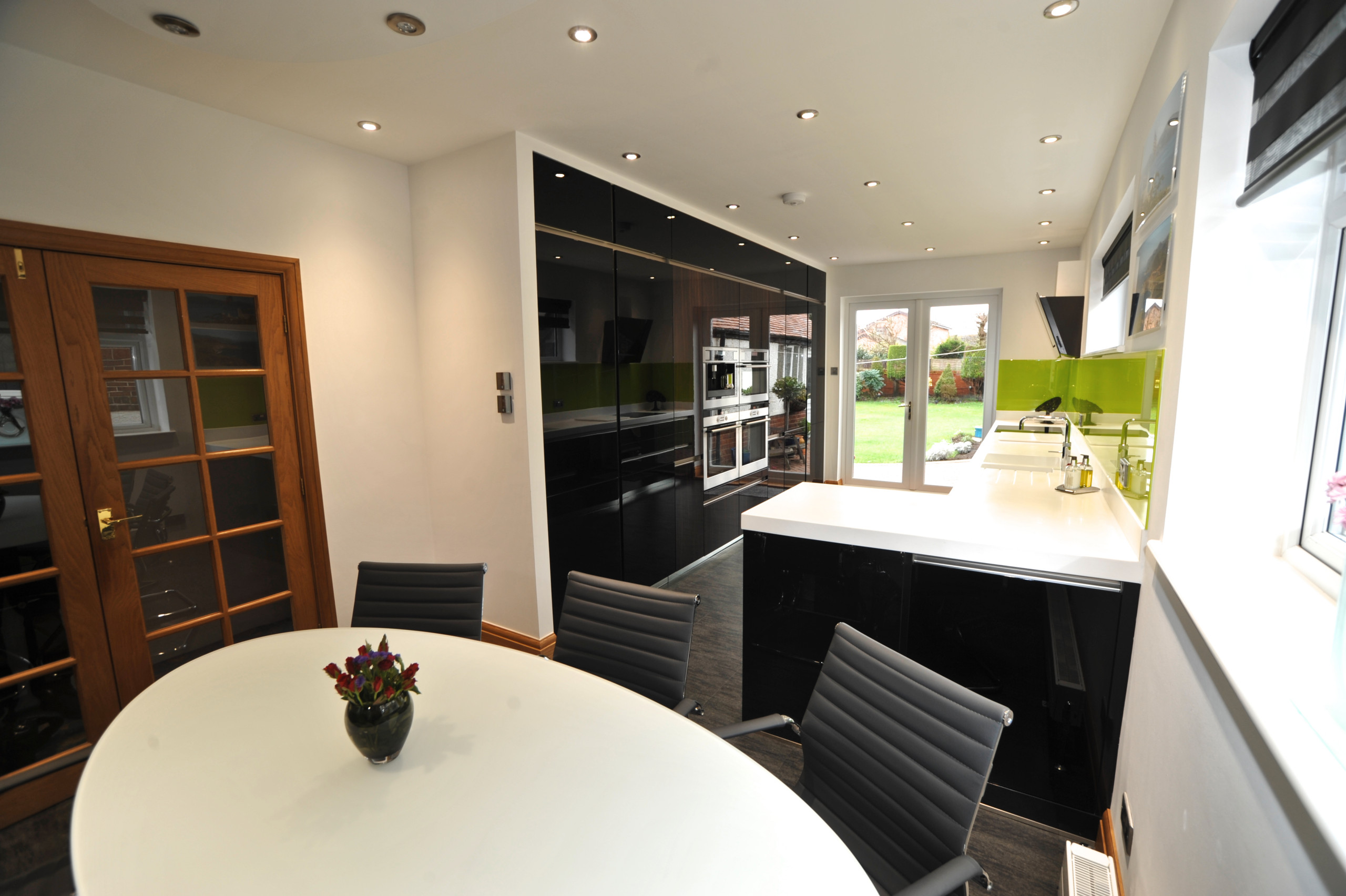High Gloss Black Handleless Kitchen