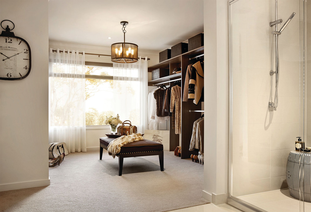 This is an example of a contemporary storage and wardrobe in Melbourne.