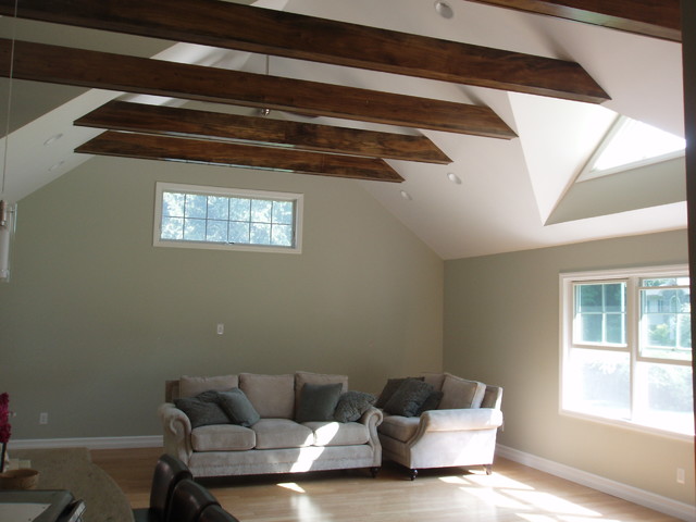 Vaulted Ceiling Exposed Beams Modern Wohnzimmer New