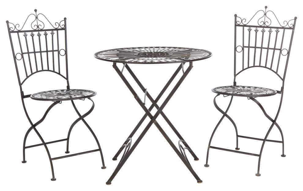 Safavieh Belen Bistro Set, One Table and Two Chairs Black Rust