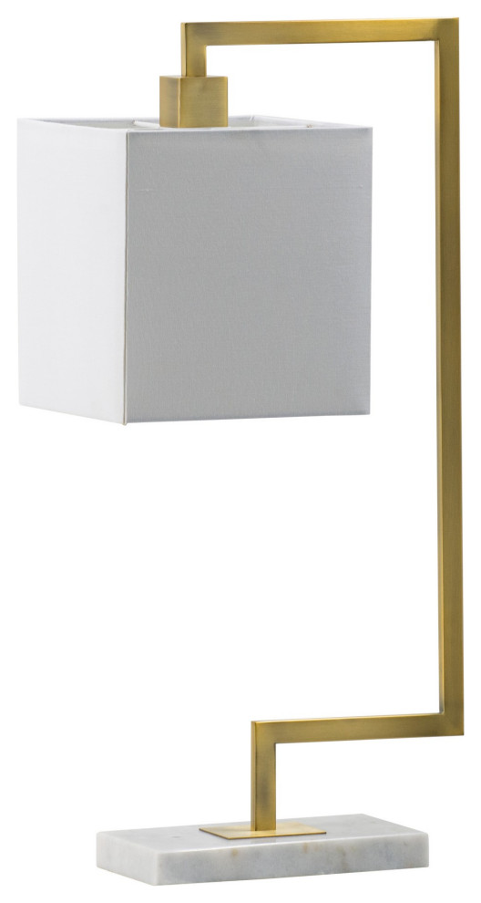Benzara BM285255 Modern Geometric Table Lamp, Shade, White Marble Base