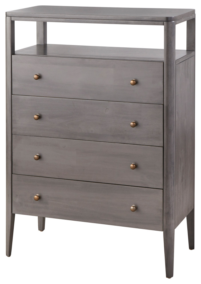 Lifestorey Parc 4 Drawer Chest, Charcoal Gray Transitional Dressers by The Mezzanine