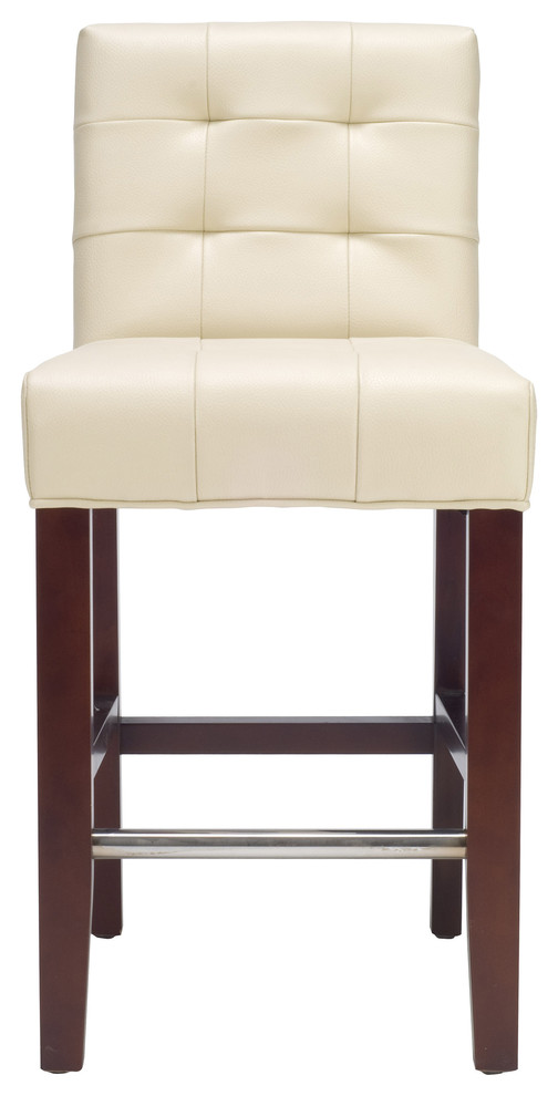 Safavieh Thompson Counter Stool, Cream Leather, Cherry Mahogany