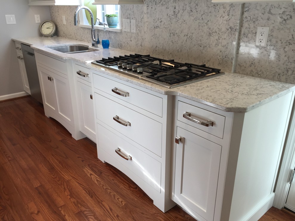 White Kitchen with Full-height backsplash