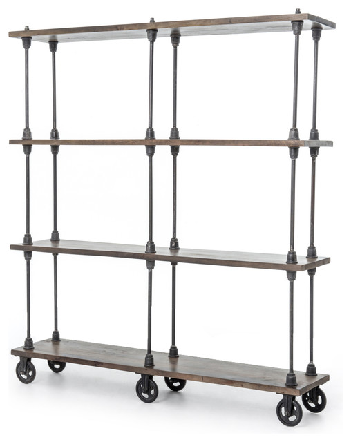 71 H Floreal Bookshelf Bookcase On Wheels Solid Iron Oak Wood Natural Antique 71 H Floreal Bookshelf Bookcase On Wheels Solid Iron Oak Wood Natural Antique