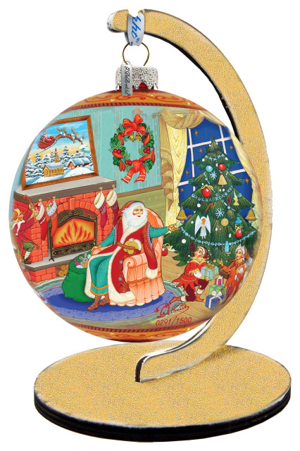 Hand Painted Scenic Glass Ornament Christmas Eve Ball, Limited Edition ...