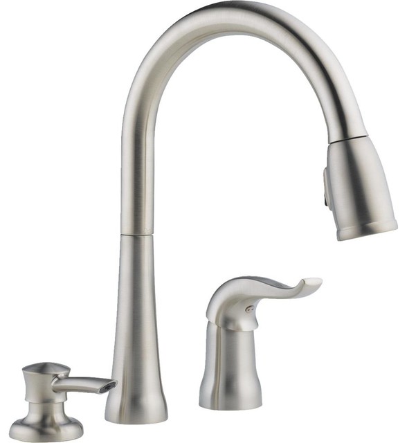 Kate Single Handle Pull-Down Kitchen Faucet With Soap Dispenser