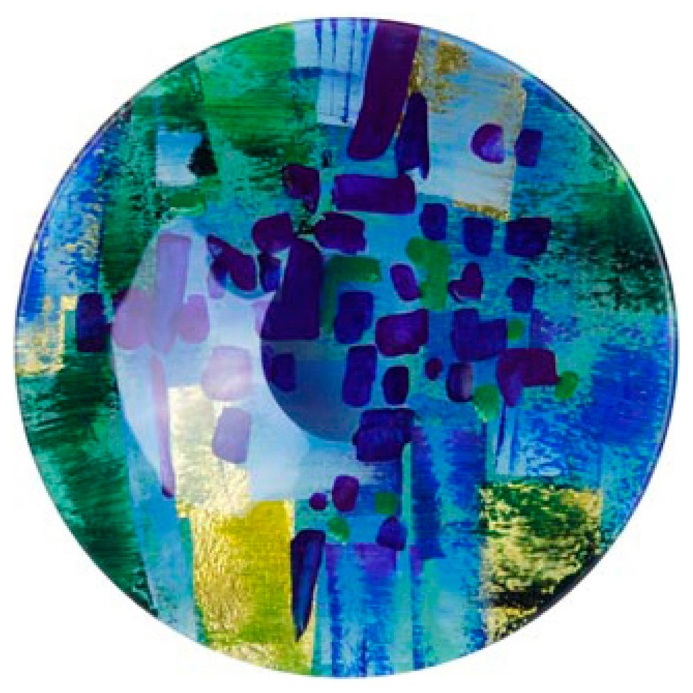 Round Platter, 15" Contemporary Decorative Plates by Jasmine Art