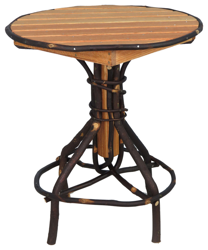 Bentwood Round Pedestal End Table, Hickory and Oak Rustic Side