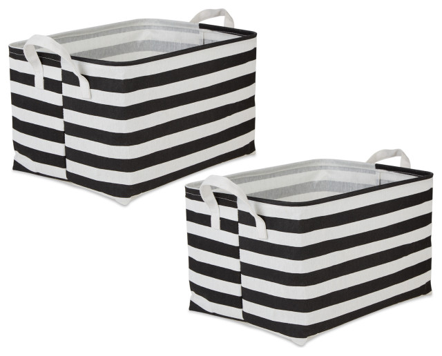 Laundry Bin Stripe Blackrectangle Extra Large 12.5x17.5x10.5 (Set of 2)