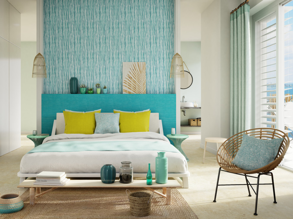 Design ideas for a tropical bedroom.