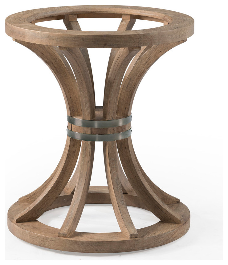 Round Weathered Natural Dining Table Base (Base Only) - Transitional