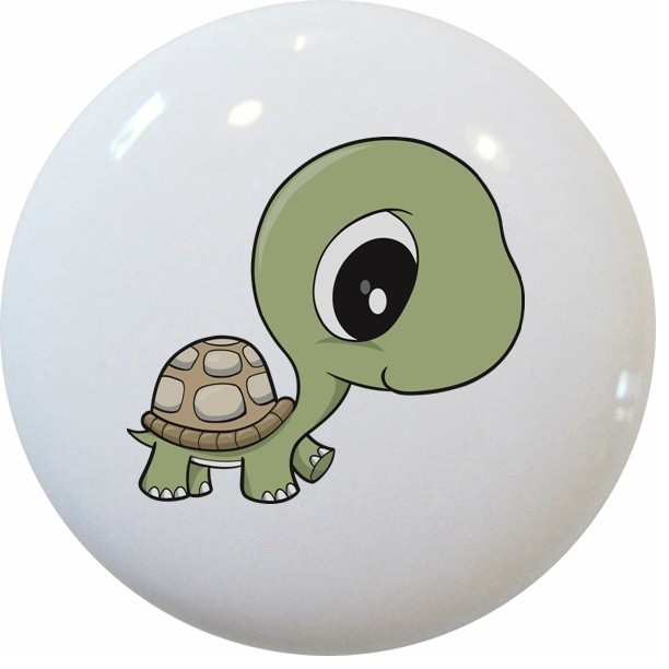 Baby Turtle Big Eyes Ceramic Cabinet Drawer Knob Cabinet And
