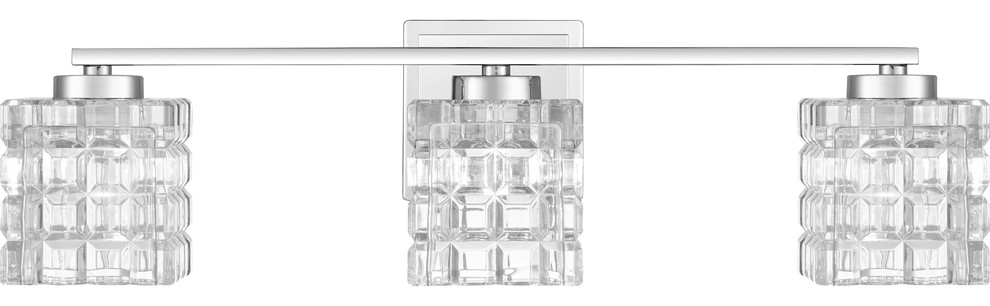 Brightly 3 Light 21" Wide Bathroom Vanity Light With Ice Cube Glass