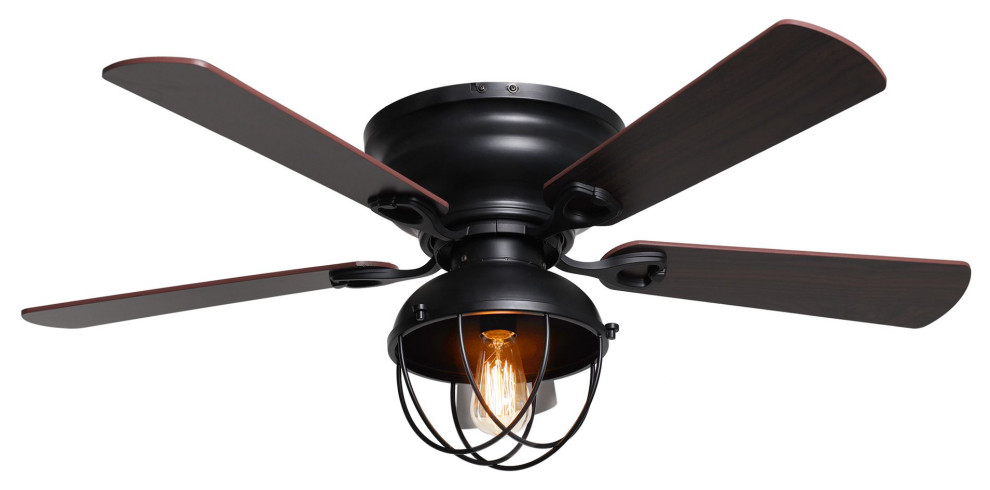 42 5 Blades Ceiling fan in Matte Black with Remote Control - Beach