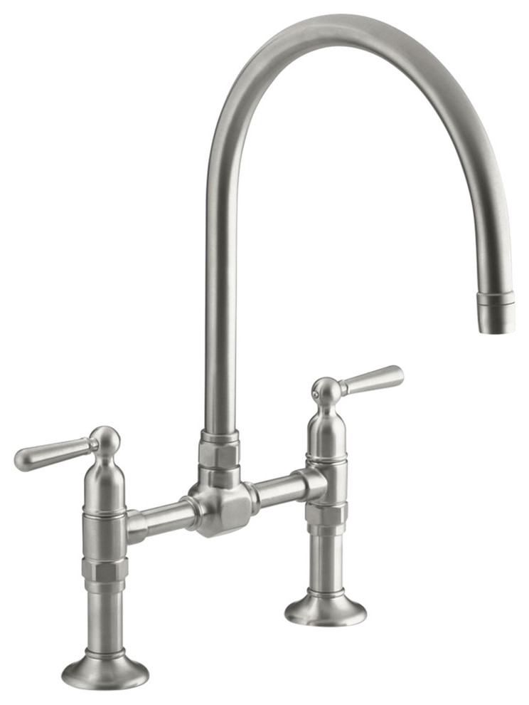 Kohler K 7337 4 Hirise Double Handle Bridge Kitchen Faucet With