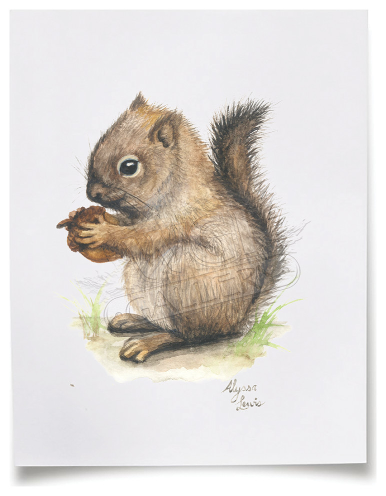 "Woodland Tinies" Squirrel Paper Print, Unframed, 13x19