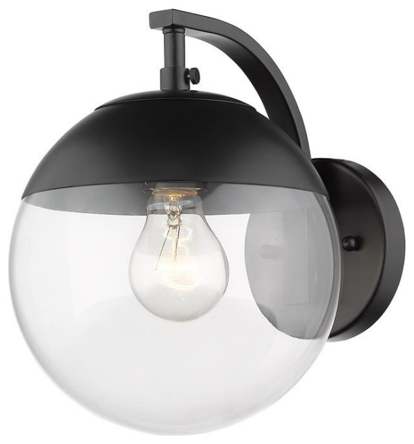 Dixon Sconce in Black with Clear Glass and Black Cap