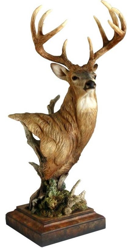 wooden deer sculpture