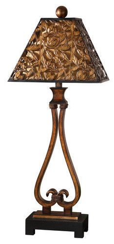 Uttermost 27665 Single Light Twin Curved Metal Post Table Lamp from the Braccian