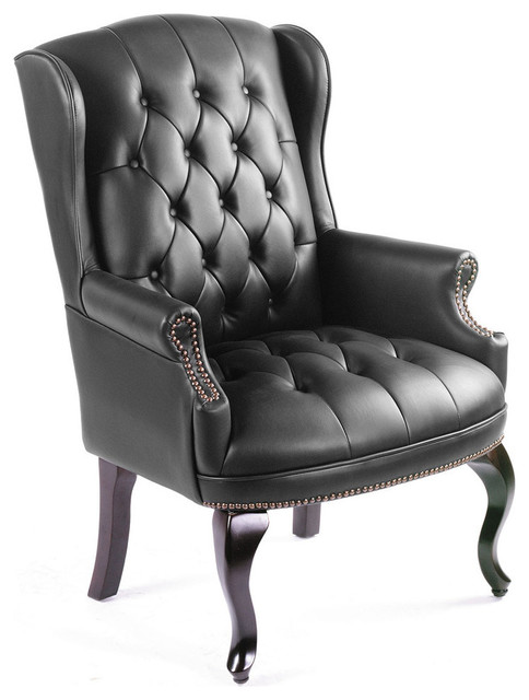 Wingback Traditional Guest Chair In Black