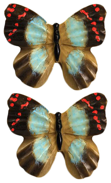 1 Pair Beautiful Butterfly Cabinet Knobs Drawer Pull Handles No 4