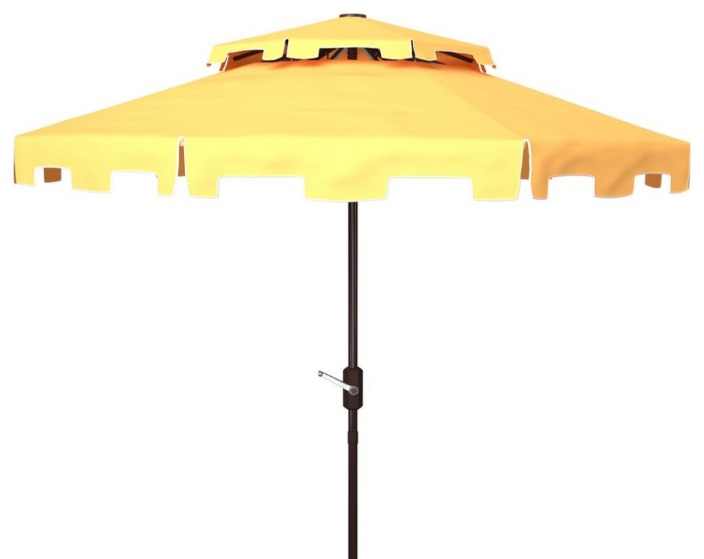 Safavieh Outdoor Zimmerman 9ft Double Top Market Umbrella Yellow/White