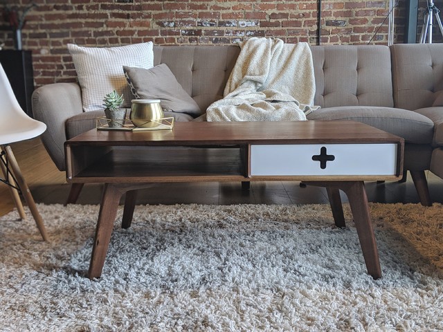 Coffee Table Plus - A solid walnut modern coffee table scandinavian-living-room