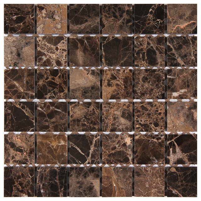 12 X12 Dark Emperador Square Polished Marble Mosaic Traditional 12 X12 Dark Emperador Square Polished Marble Mosaic