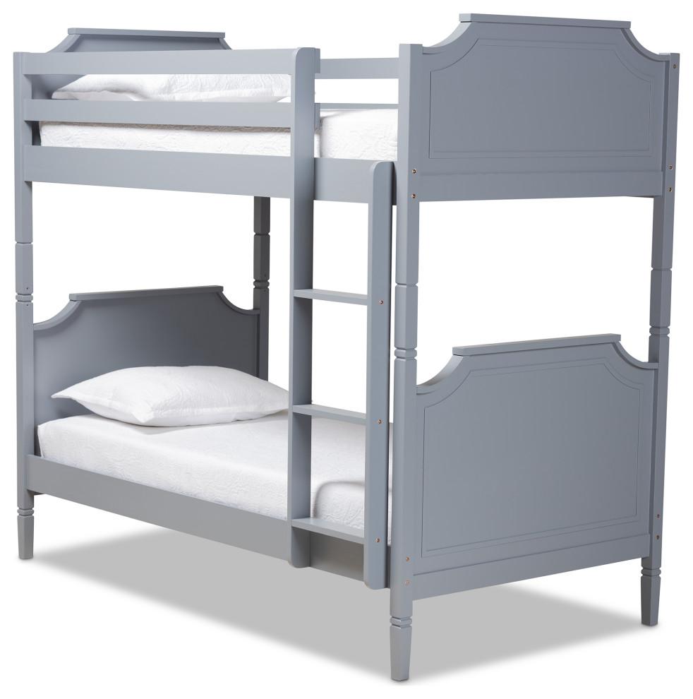 Tulisa Traditional Transitional Grey Wood Twin Size Bunk Bed