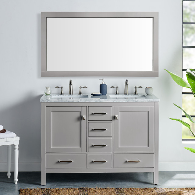 Eviva Aberdeen 48 Gray Transitional, 18 Inch Bathroom Vanity With Sink And Mirror