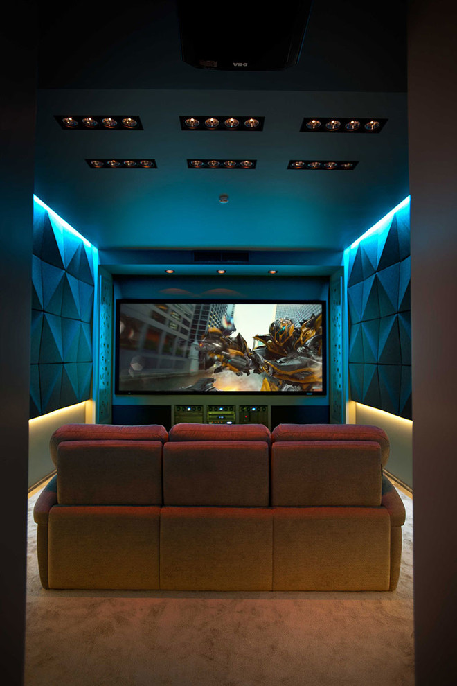 Домашний кинотеатр с проектором в интерьере (50 фото)