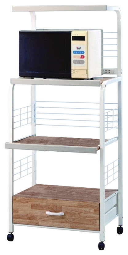 Benzara BM148283 Commodious Kitchen Shelf On Casters, White