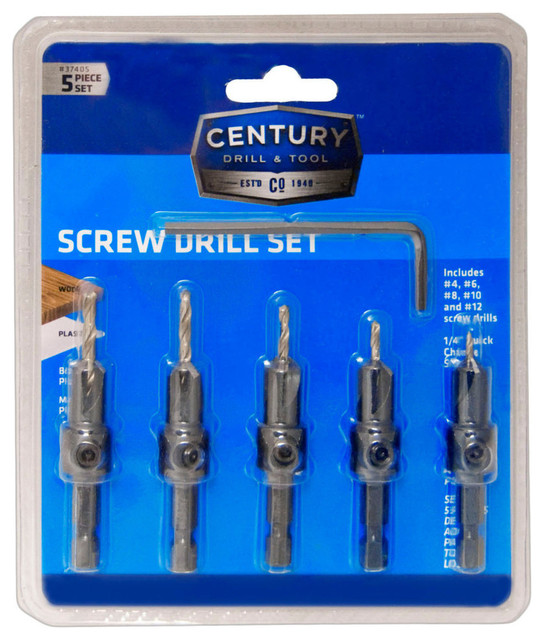 Screw Drill Wood Bit, 5 Piece Set Industrial Power Tools by