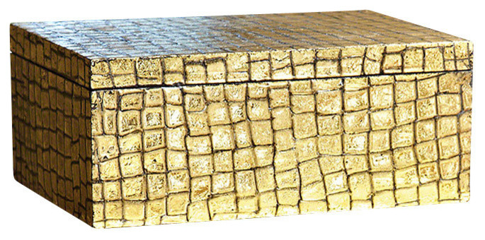Gold Mock Croc Box, 6x15