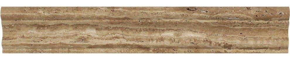 2"x12" Polished Noce Exotic, Vein-Cut Travertine Crown Molding, Set of 50