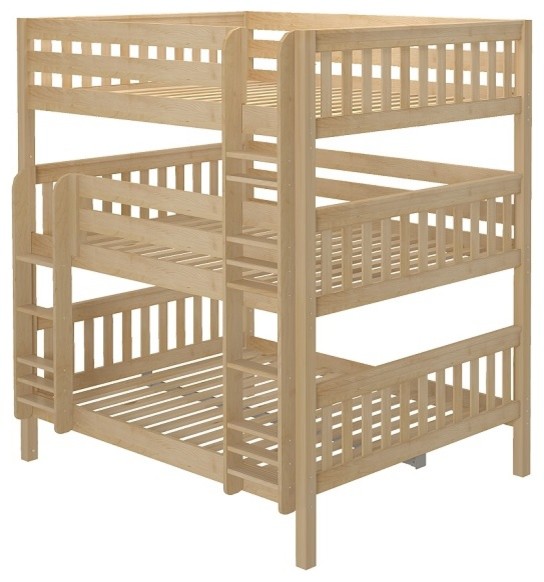 Leta Natural Queen Triple Bunk Bed Transitional Bunk Beds by