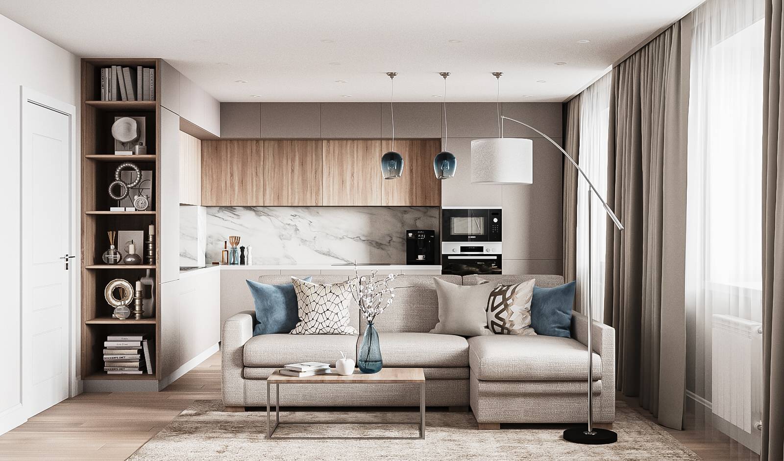 Кухня - гостиная в современном стиле