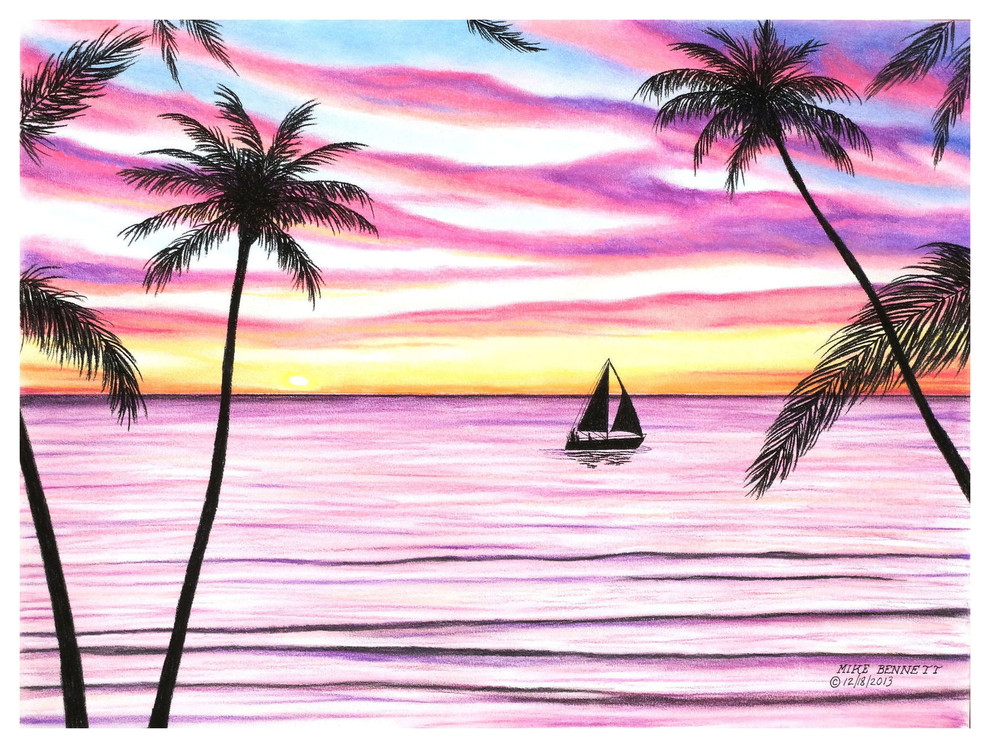 Mike Bennett Tropical Sunset #1 Art Print, 18"x24"