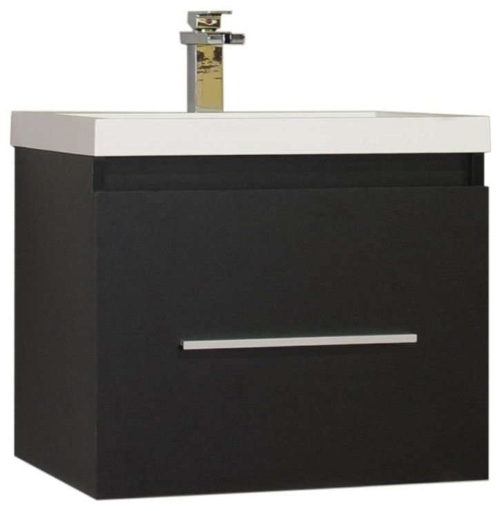 Greenville 24" Single Wall Mount Modern Bathroom Vanity, Black With