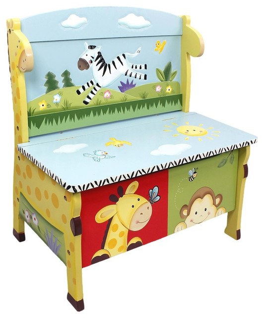 Children S Storage Bench Sunny Safari Transitional Kids