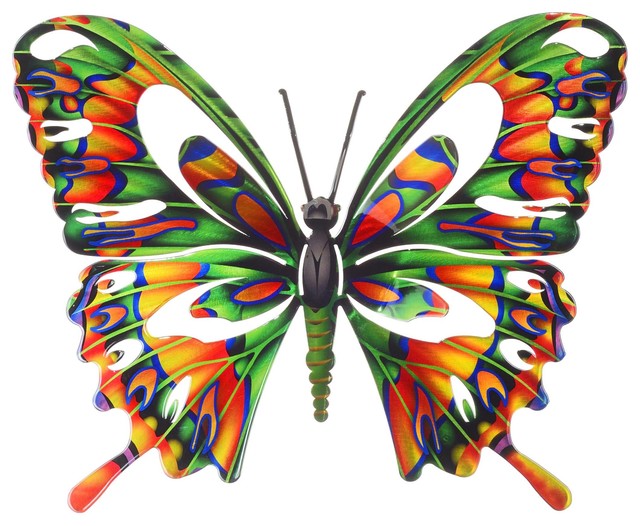 Wall Art Large Multi Colored Butterfly Contemporary Metal Wall Art