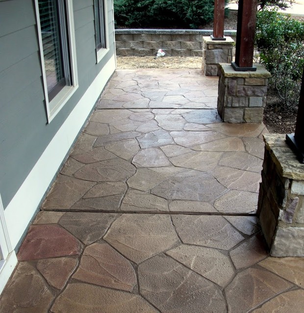 Hand-Cut Flagstone Patio Overlay klassisk-uteplats