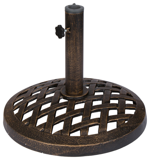 Cast Iron Umbrella Base, 17.7" Dia Transitional Outdoor Umbrella Accessories by Trademark